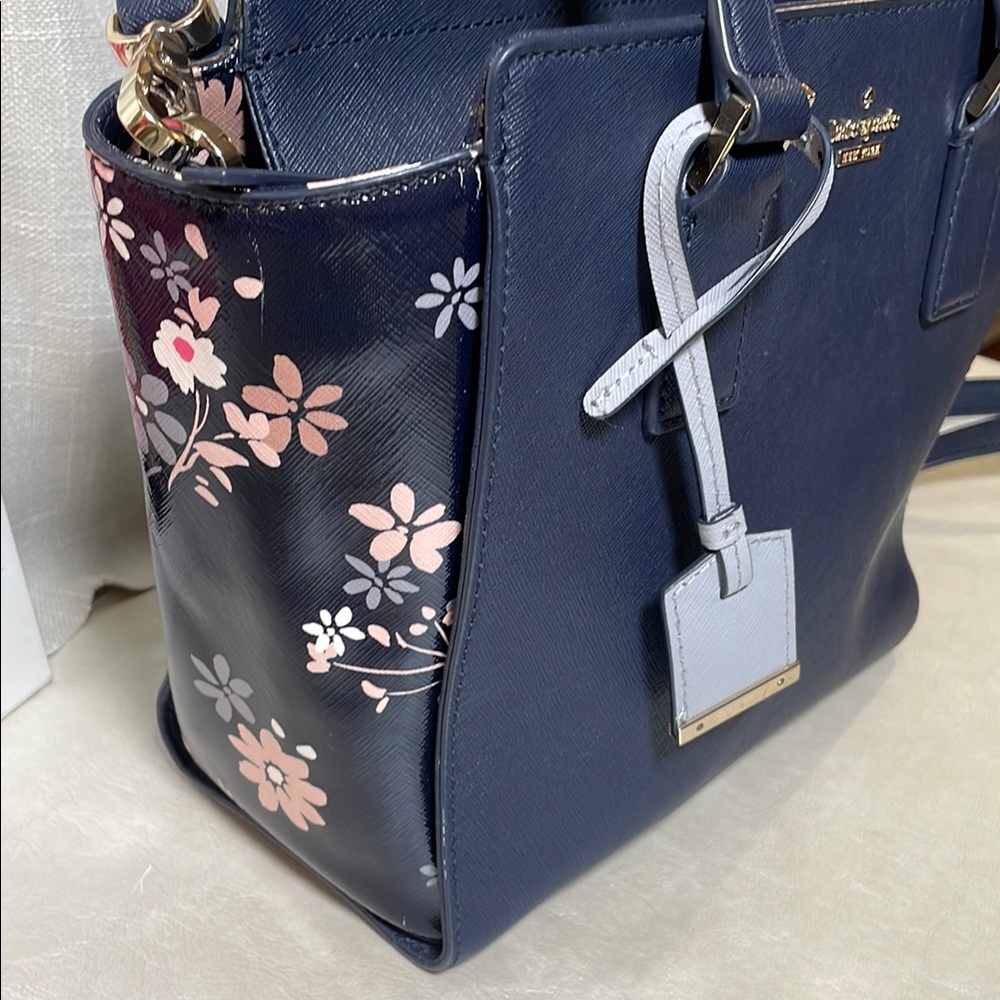 Kate Spade Cameron Street Blue Floral Satchel with Crossbody
Strap - Picture 3 of 16